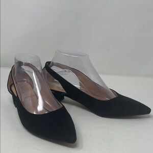 Merrori Black Suede-Like Pointy Toe Heeled Shoe Size 7.5 Excellent Condition